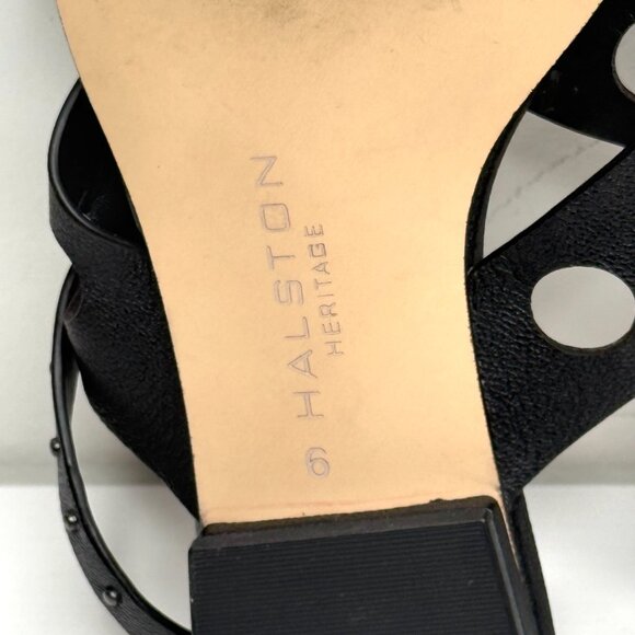 Halston Heritage Cutout Studded Criss Cross Leather Slide Sandals Flats Womens 6 - Picture 8 of 8
